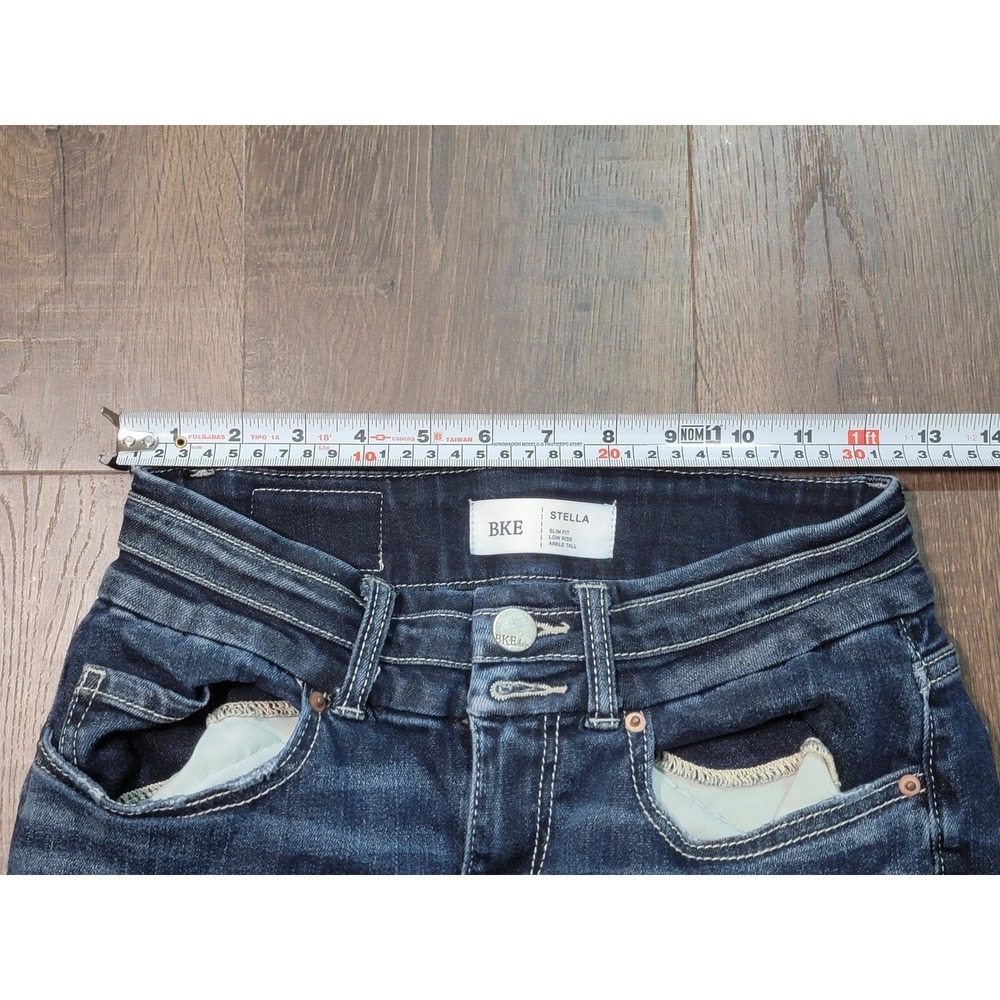 BKE Stella Jeans Womens Size 25x29 Slim Fit Low‎ Rise Ankle Tall Dark Wash